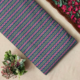 Cotton Lawn Printed Fabric - Stripes - Blue/Pink